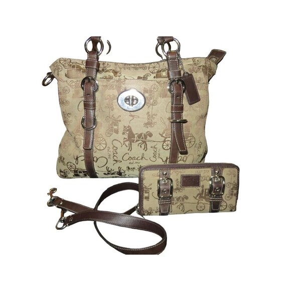 Coach Chelsea Horse And Carriage Satchel Handbag, coin pouch & Wallet 3 piece Se - Picture 2 of 14